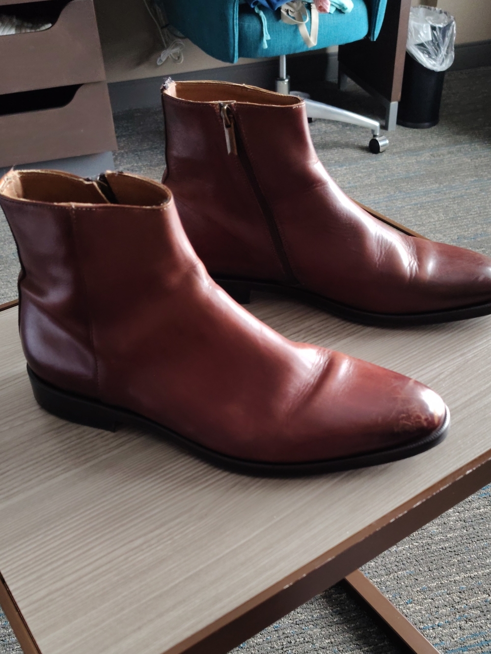 Bruno Magli Men's Brown Leather Zip Chukka Boots